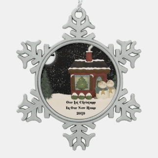 2019 New Home Our 1st Christmas Snowman Snowflake Pewter Christmas Ornament