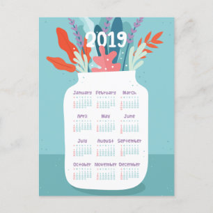 2019 new year calendar personalised postcard