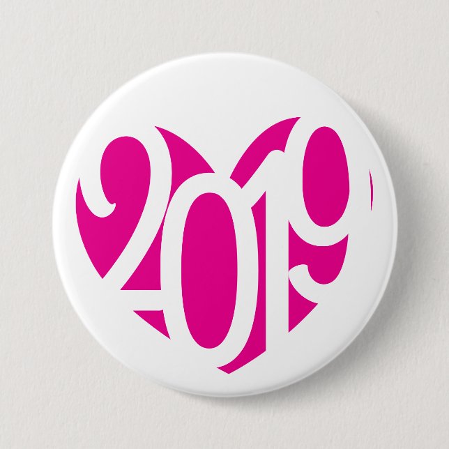 2019 new year love 2019 button/badge 7.5 cm round badge (Front)