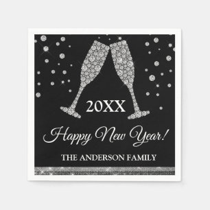 2019 New Year's Eve Party Faux Silver Foil Napkin