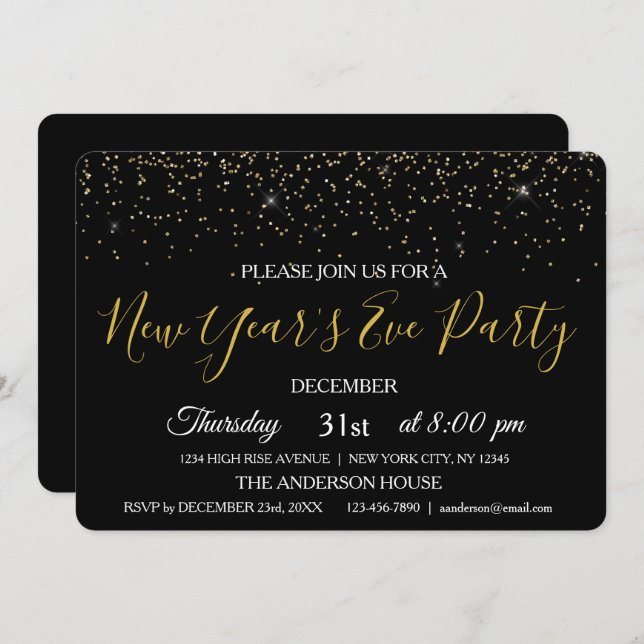 2019 New Year's Eve Party Glitter Sparkle Invite (Front/Back)