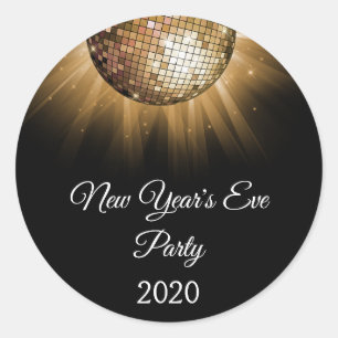 2019 New Year's Eve Party Gold Disco Ball Classic Round Sticker