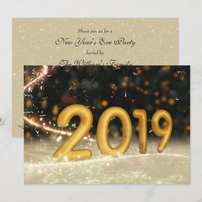 2019 New Year's Eve Party Invitation (Front/Back)