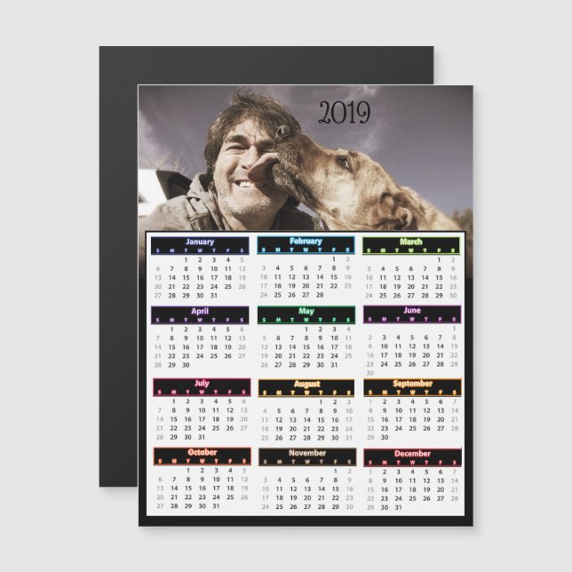 2019 Personalised Photo Mini Calendar Magnetic Invitation (Front/Back)
