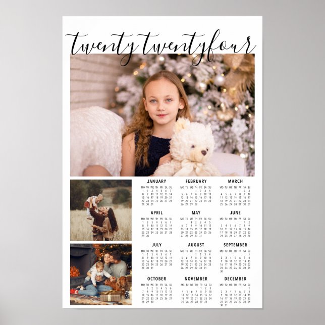 2019 Photo Calendar with stylish handwritten year Poster (Front)
