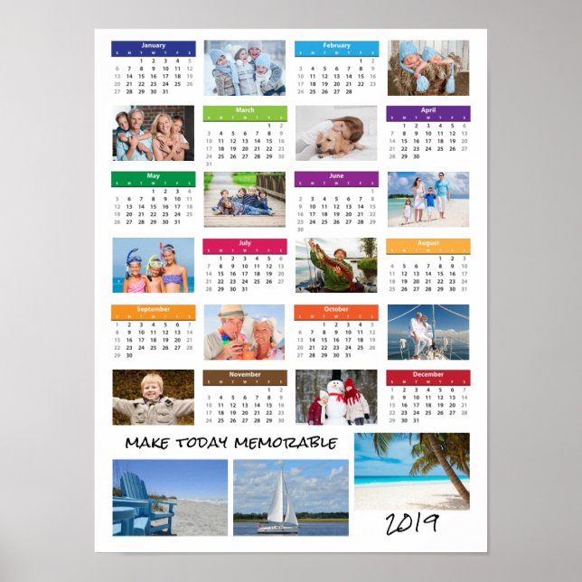 2019 Photo Collage Calendar | Your Saying Poster (Front)