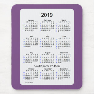 2019 Purple Smoke 52 Week Calendar by Janz Mouse Mat