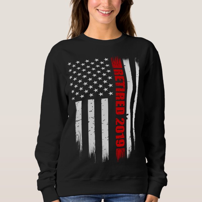 2019 Retired Firefighter   Thin Red Line American  Sweatshirt (Front)