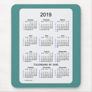 2019 Teal Smoke 52 Week Calendar by Janz Mouse Mat