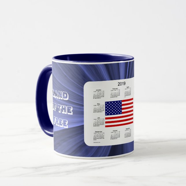 2019 USA Flag Calendar by Janz Ringer Coffee Mug (Front Left)
