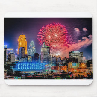 2019 WEBN Fireworks Cincinnati Skyline Photograph Mouse Mat