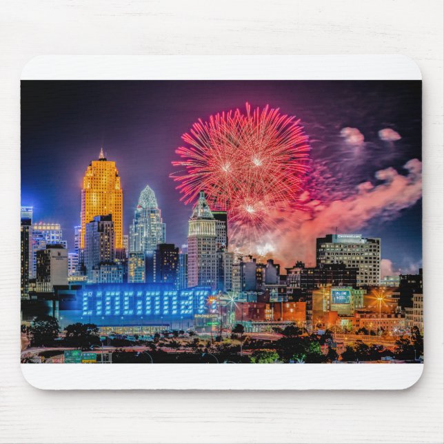 2019 WEBN Fireworks Cincinnati Skyline Photograph Mouse Mat (Front)