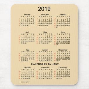 2019 Wheat 52 Week Calendar by Janz Mouse Mat