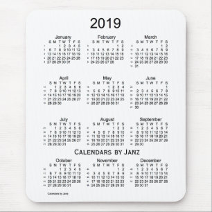 2019 White 52 Week Calendar by Janz Mouse Mat