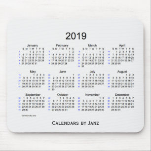 2019 White Smoke 52 Week Calendar by Janz Mouse Mat