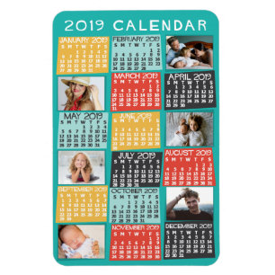 2019 Year Monthly Calendar Modern Photo Collage Magnet