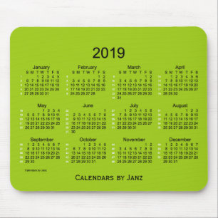 2019 Yellowgreen 52 Week Calendar by Janz Mouse Mat