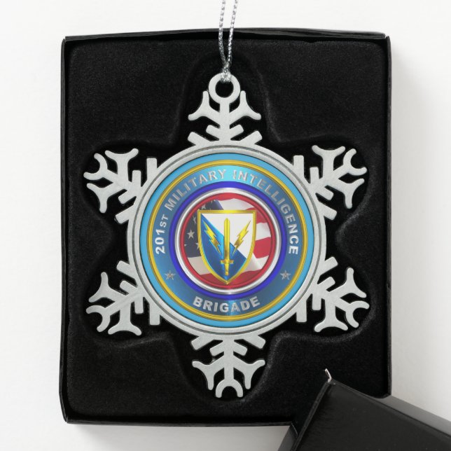 201st Expeditionary Military Intelligence Brigade  Snowflake Pewter Christmas Ornament (Box)