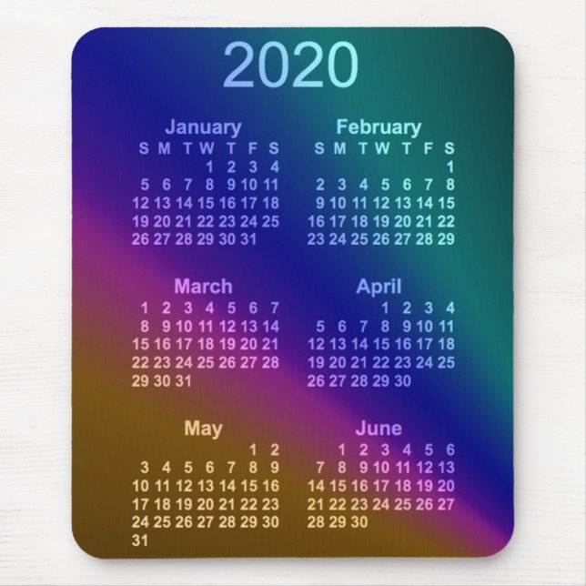 2020 Aurora 6 Month Calendar by Janz Mouse Mat (Front)