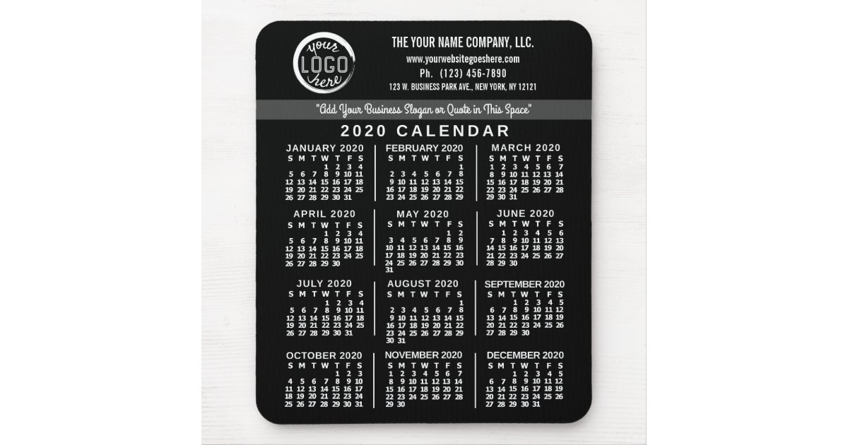2020 Calendar Black Custom Business Logo Name Easy Mouse ...