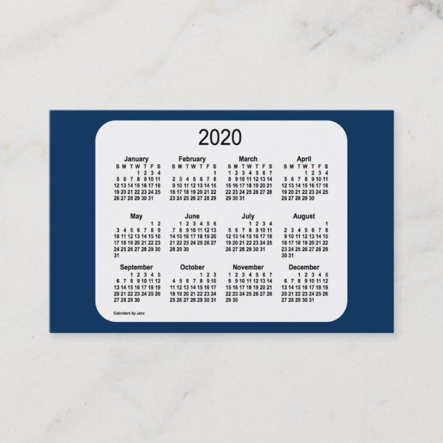 2020 Calendar by Janz Police Box Blue Euro Business Card (Front)