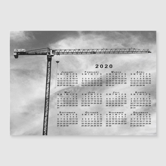 2020 Calendar Chic Construction Crane Photo (Front)