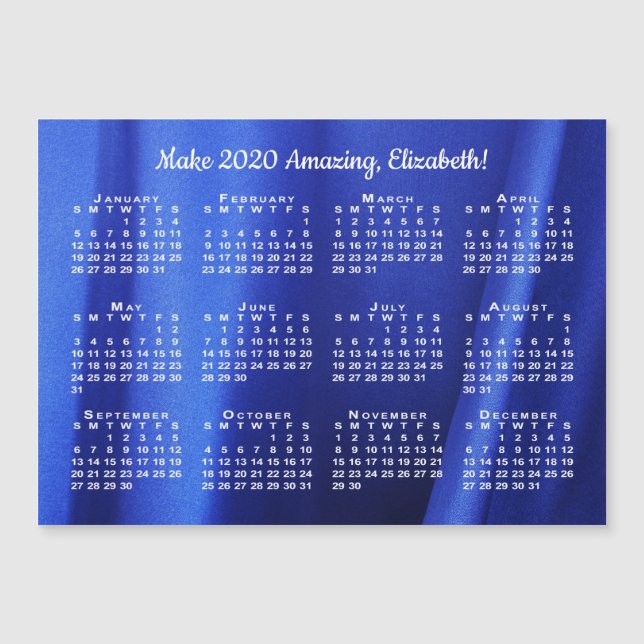 2020 Calendar Motivation Name Abstract Blue Photo (Front)