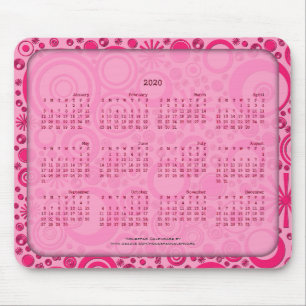 2020 Calendar Mousepad, Rounds 2 Tone Pink Mouse Mat