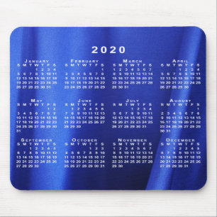 2020 Calendar on Abstract Blue Silk Custom Photo Mouse Mat