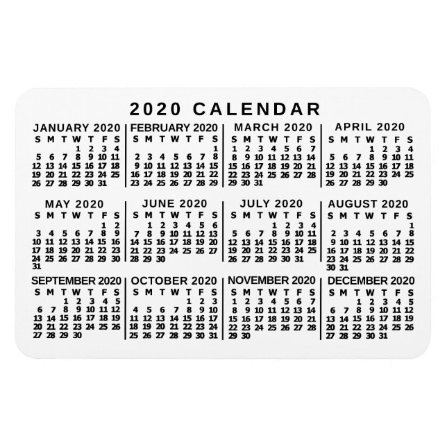 2020 Calendar (See Description for New Version)  Magnet (Horizontal)