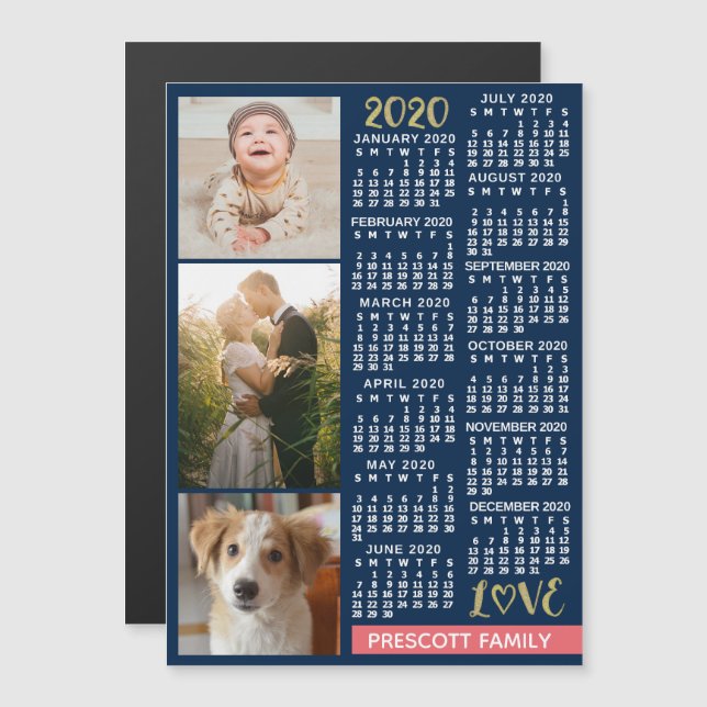 2020 Calendar (See Description for New Version) Magnetic Invitation (Front/Back)