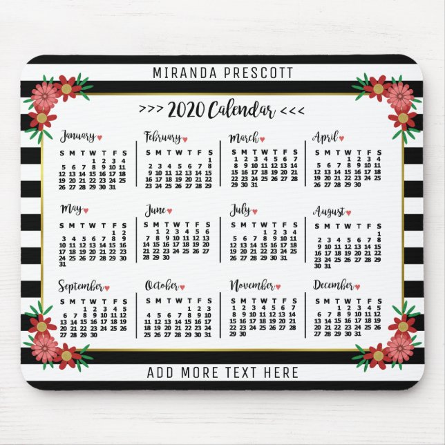 2020 Calendar (See Description for New Version) Mouse Mat (Front)