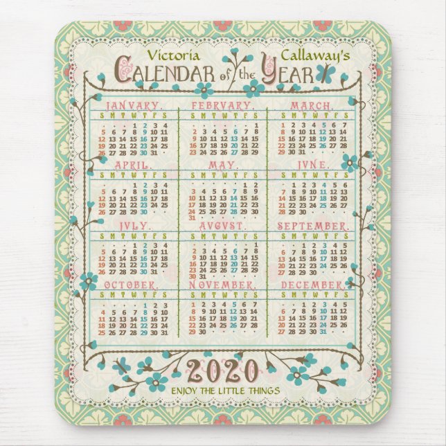 2020 Calendar (See Description for New Version) Mouse Mat (Front)