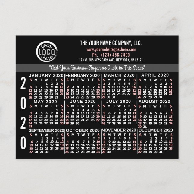 2020 Calendar (See Description for New Version) Postcard (Front)