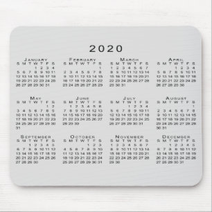 2020 Calendar Simple Grey and Black Mouse Mat