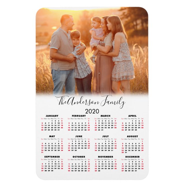 2020 Calendar Your Photo Family Name Magnet (Vertical)