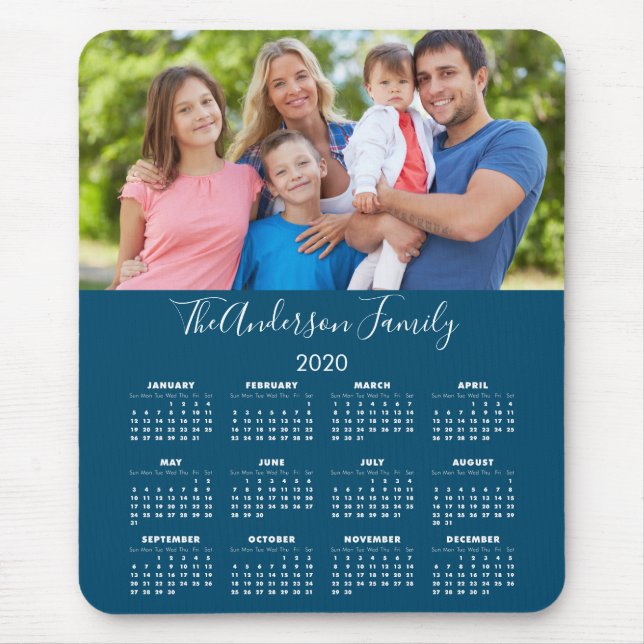 2020 Calendar Your Photo Family Name Mouse Mat (Front)