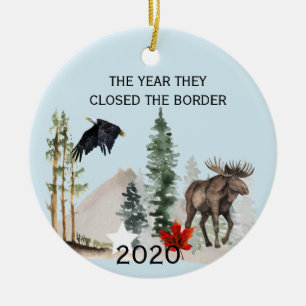 2020 Canada USA Year they Closed the Border Ceramic Tree Decoration