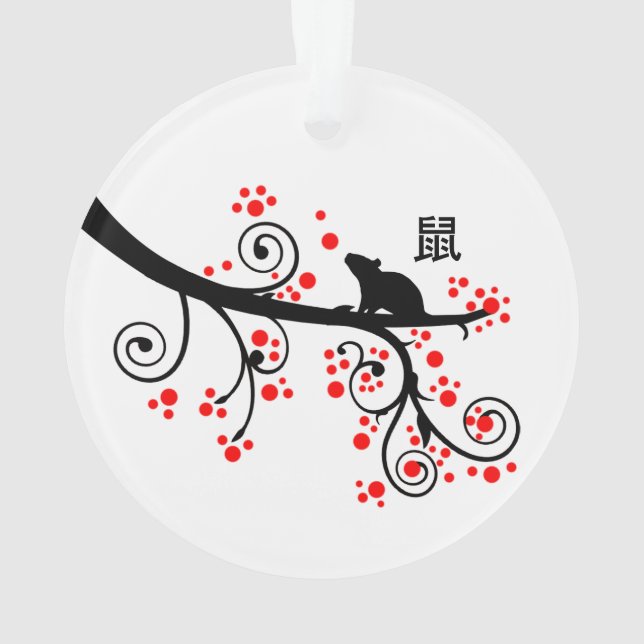 2020 Chinese New Year Rat and Flowers Ornament (Back)