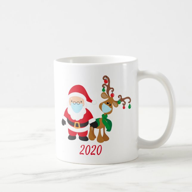 2020 Christmas Covid Reindeer Santa with Face Mask Coffee Mug (Right)