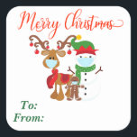 2020 Christmas Reindeer Snowman Face mask Gift Square Sticker<br><div class="desc">This design was created though digital art. It may be personalised in the area provided. Contact me at colorflowcreations@gmail.com if you with to have this design on another product. Purchase my original abstract acrylic painting for sale at www.etsy.com/shop/colorflowart. See more of my creations or follow me at www.facebook.com/colorflowcreations, www.instagram.com/colorflowcreations, www.twitter.com/colorflowart,...</div>