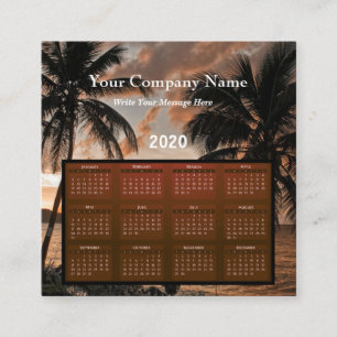 2020 Company Business Tropical Calendar Square Business Card