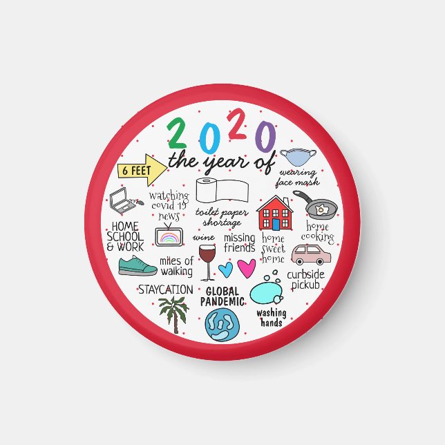 2020 COVID 19 quarantine illustration red circle Magnet (Front)
