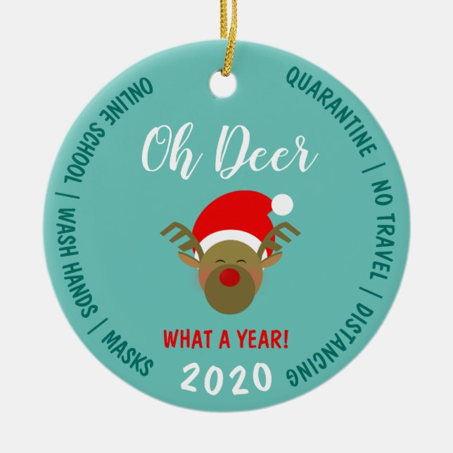 2020 Covid Funny Christmas Ceramic Tree Decoration (Front)