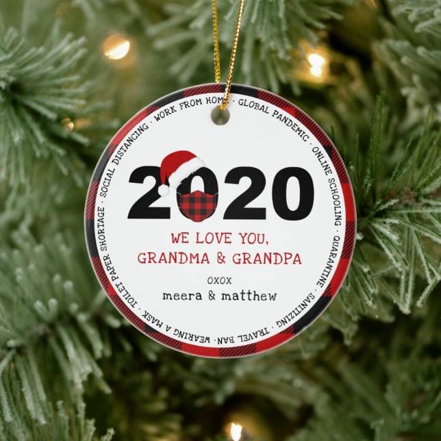 2020 COVID Grandparents Photo Ceramic Tree Decoration (Tree)