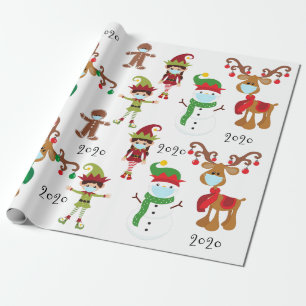 2020 Covid Quarnatine Christmas Face Mask Wrapping Paper