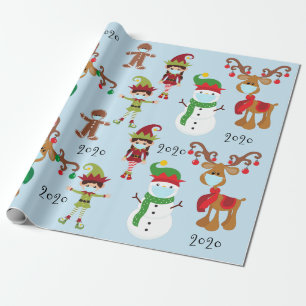 2020 Covid Quarnatine Christmas Face Mask Wrapping Paper