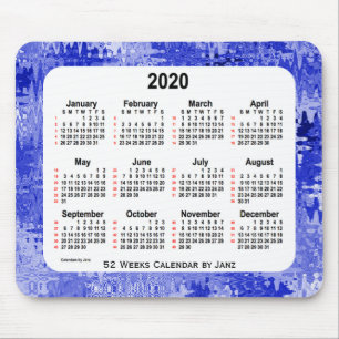 2020 Crazy Quilt Blue 52 Weeks Calendar by Janz Mouse Mat