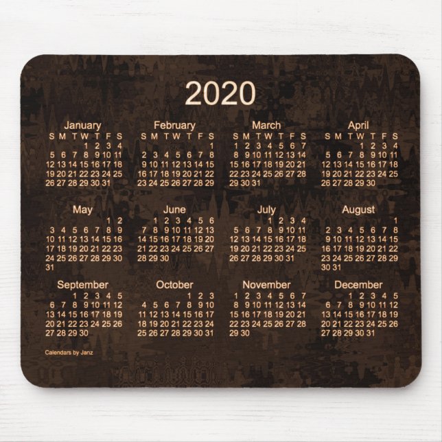 2020 Crazy Quilt Brown Calendar by Janz Mouse Mat (Front)