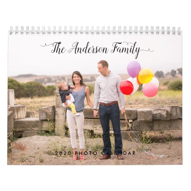 2020 Custom Photo Elegant Stylish Script Family Calendar (Cover)